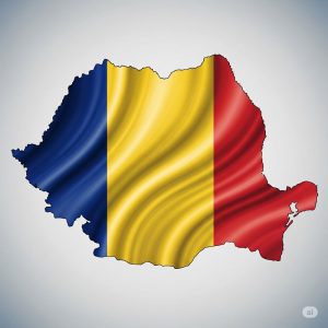 מפת רומניה צבועה בדגל רומניה