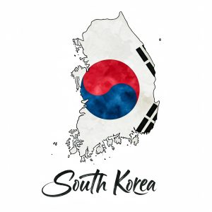 מפת דרום קוריאה צבועה בדגל דרום קוריאה