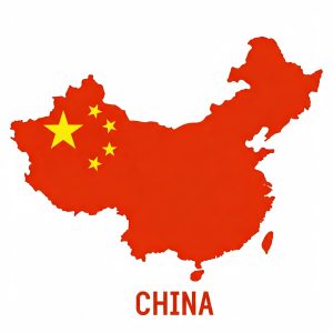 מפת סין צבועה בדגל סין